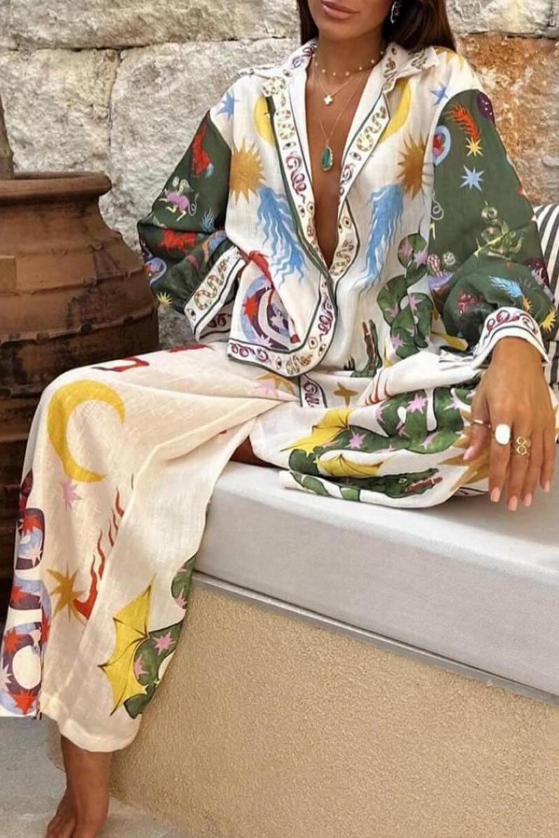 Distinctive Shirt And Elastic Waist Trousers Set