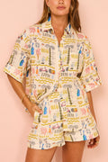 Patterned Relaxed Loose Shorts Set