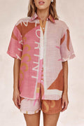 Bright Sun Loose Patterned Vacation Shirt Shorts Set