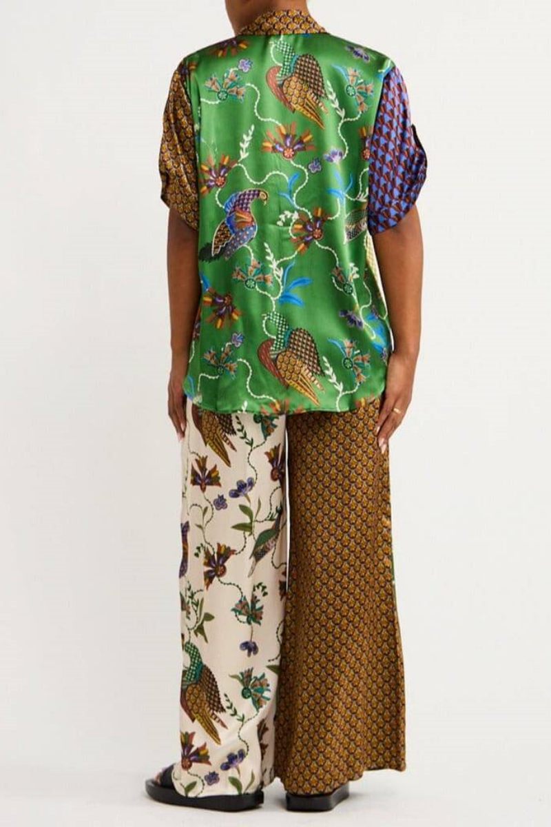Special Folk Print Loose Wide-Leg Trousers-Set