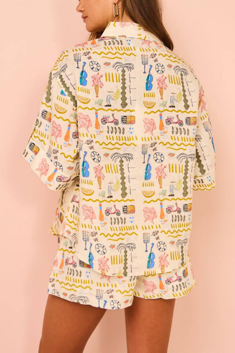 Patterned Relaxed Loose Shorts Set