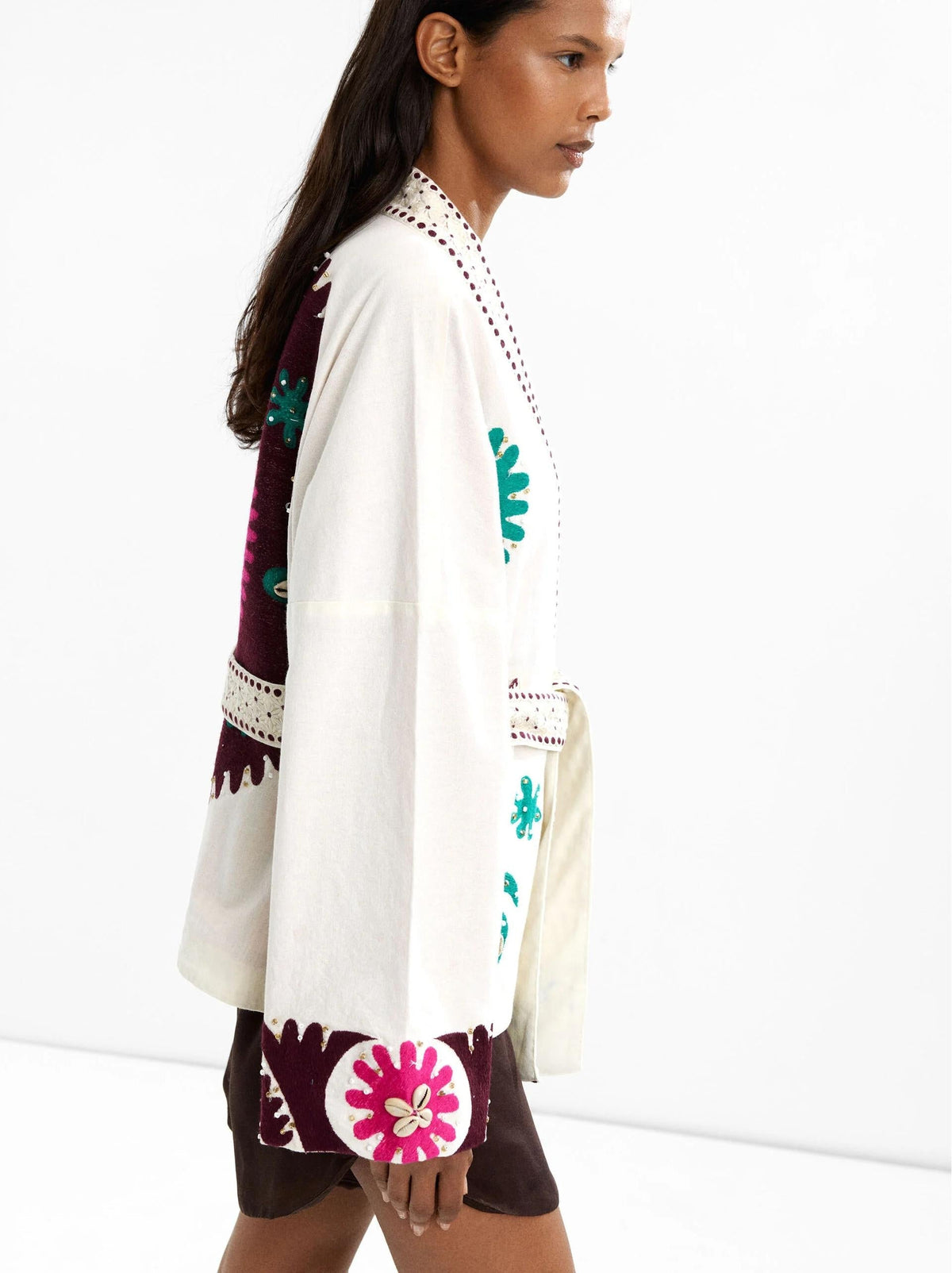 Coat with Fitted Cut, Floral Print and Relaxed Fit