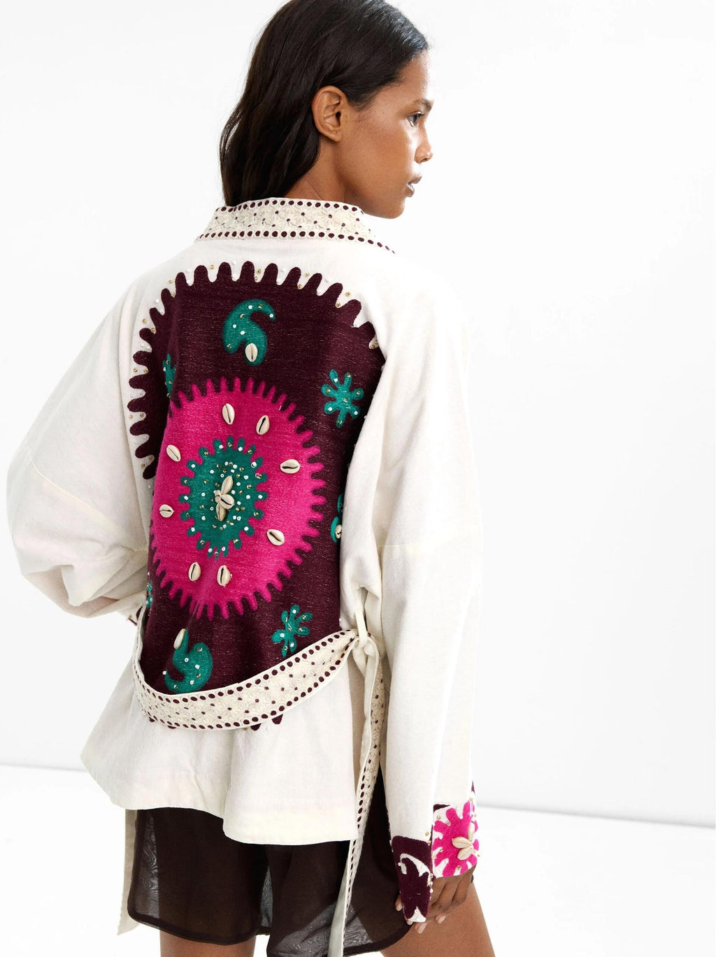 Coat with Fitted Cut, Floral Print and Relaxed Fit
