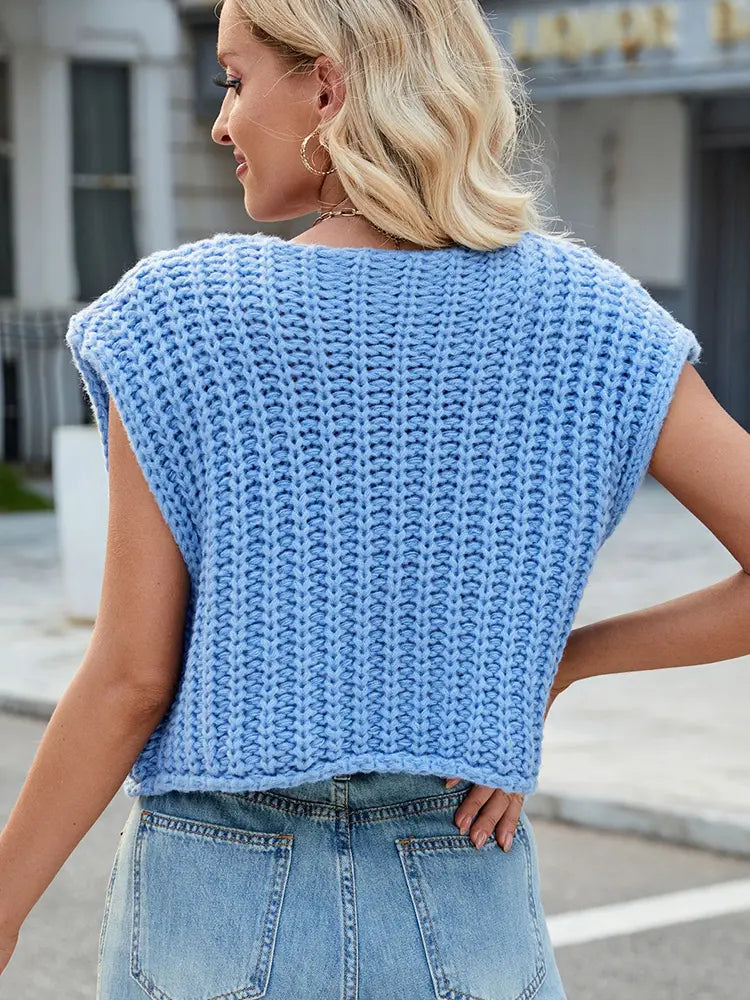 Vest with V-Neck and Button Closure