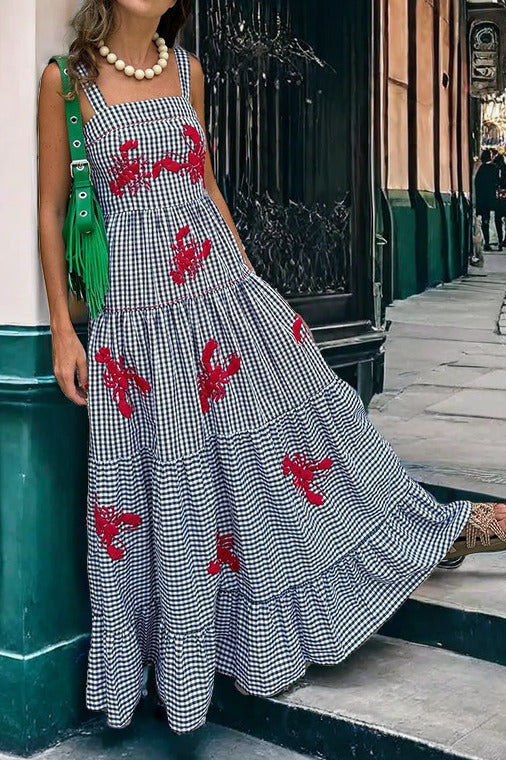Exquisite Embroidered Holiday Camisole Midi-Length Dress