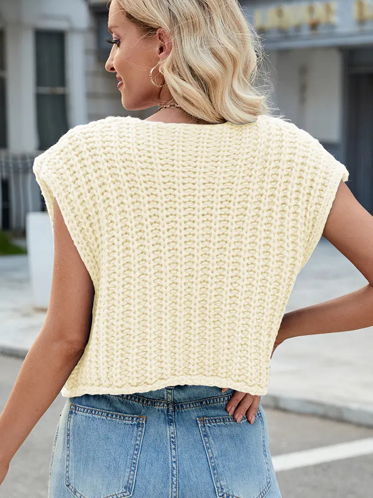 Vest with V-Neck and Button Closure