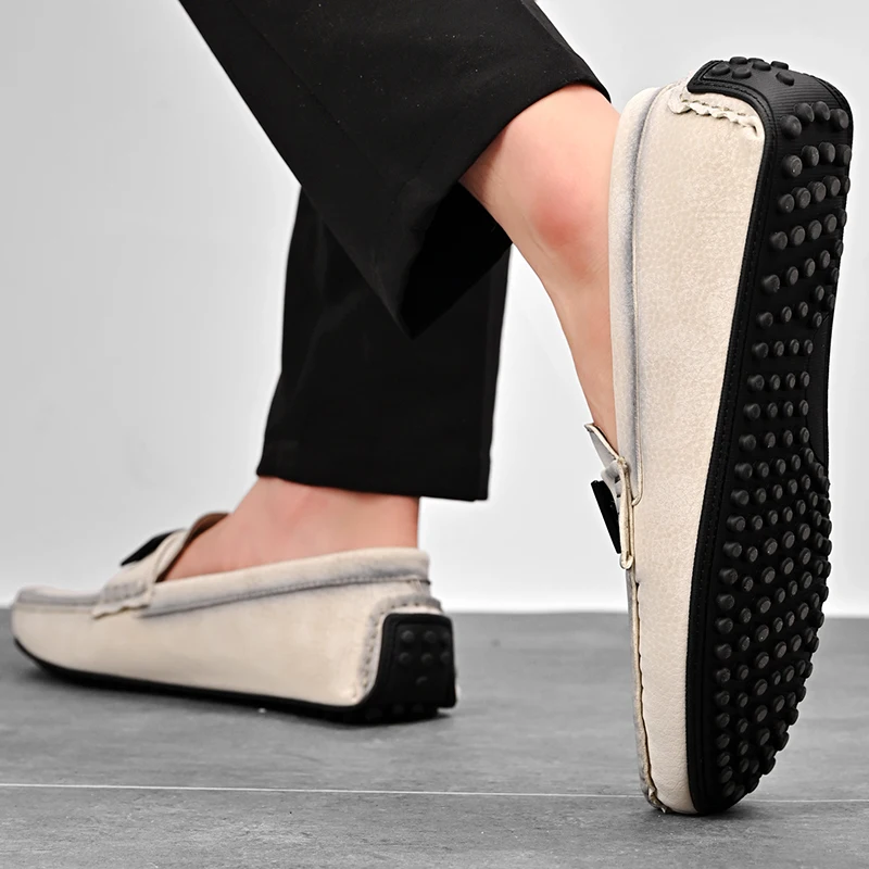 Leather Loafers with Cushioned Insole