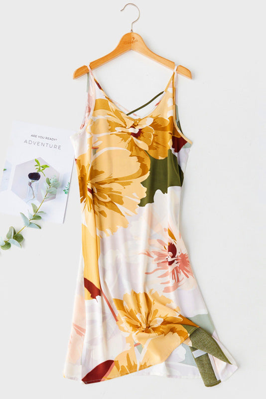 Patterned Cross-Back Cami Dress