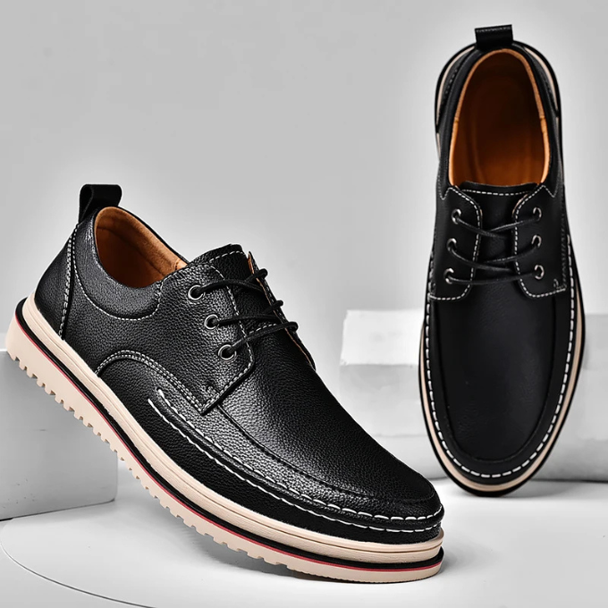 Leather Derby Shoes with Contrast Stitching