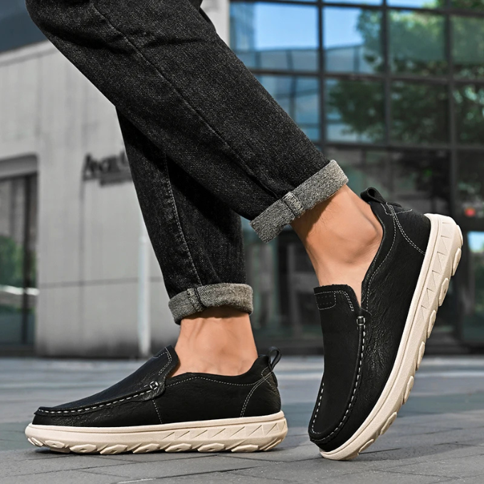 Leather Loafers with Rubber Sole
