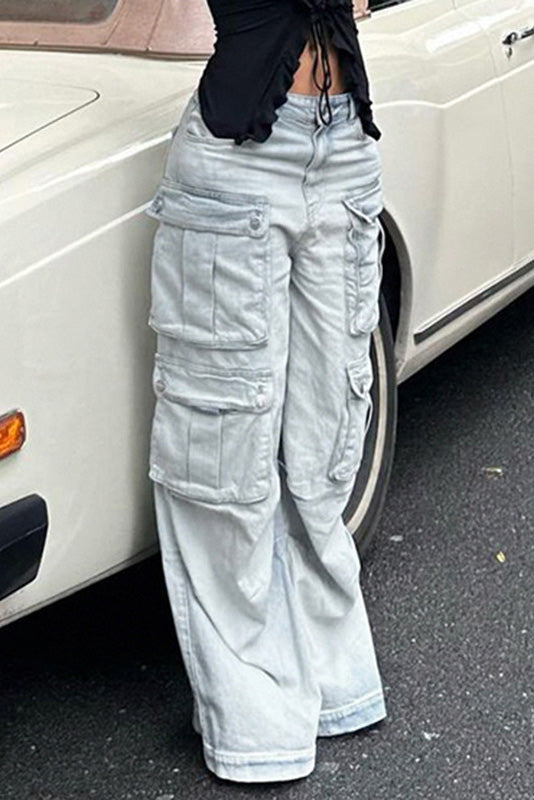 High-Waist Street Denim Jeans
