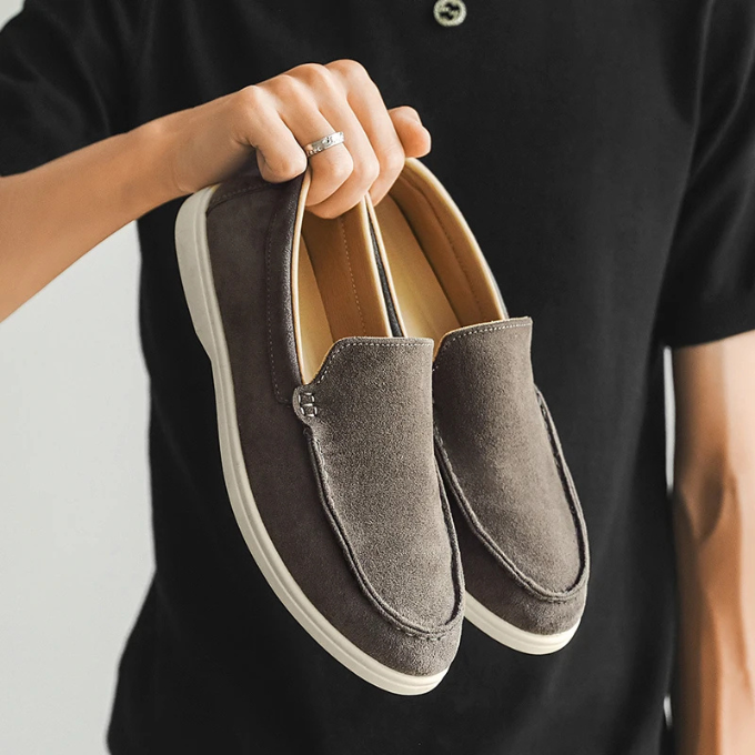 Suede Loafers with Rubber Sole