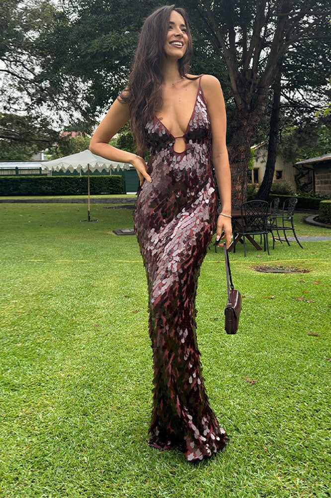 Modern Glittery Dress with Thin Straps