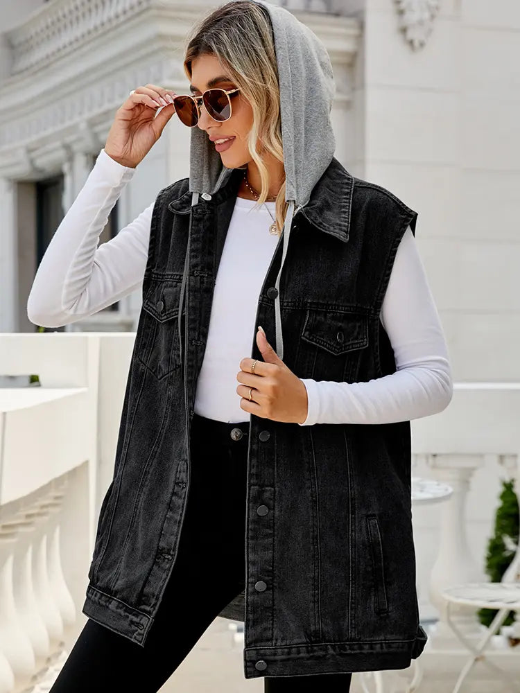 Denim Vest with Relaxed Fit