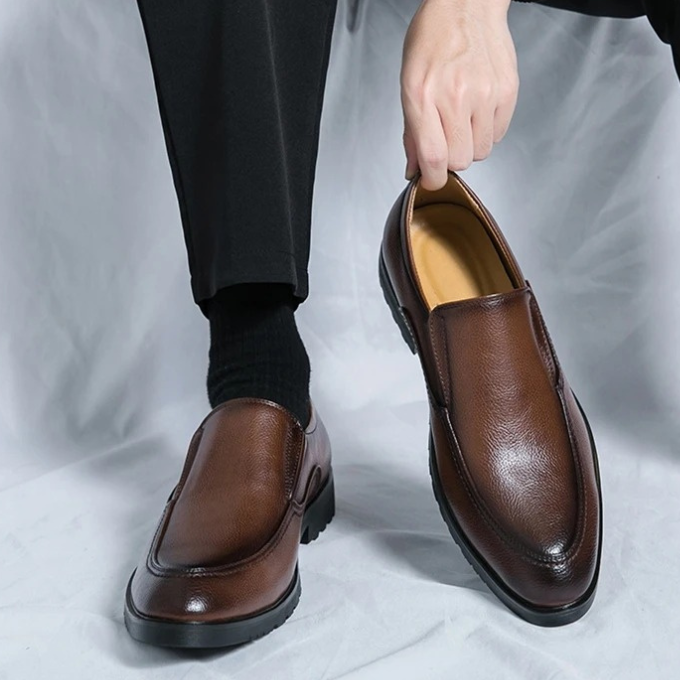 Loafers with Pebbled Texture