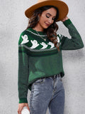 Literary Retro Ghost Pattern Crew Neck Knitted Knit Sweater