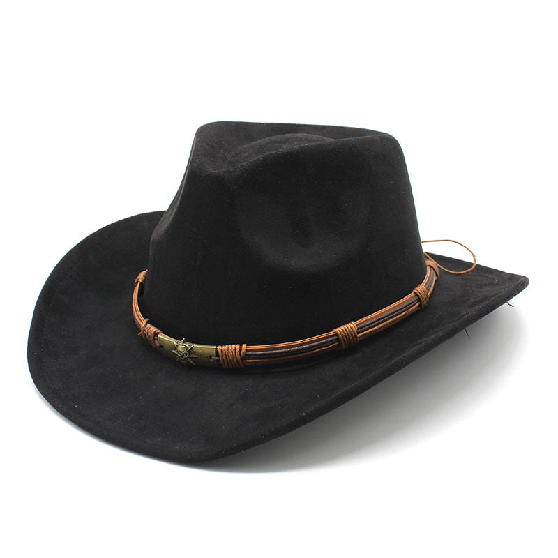Modern Suede curled brim western cowboy hat