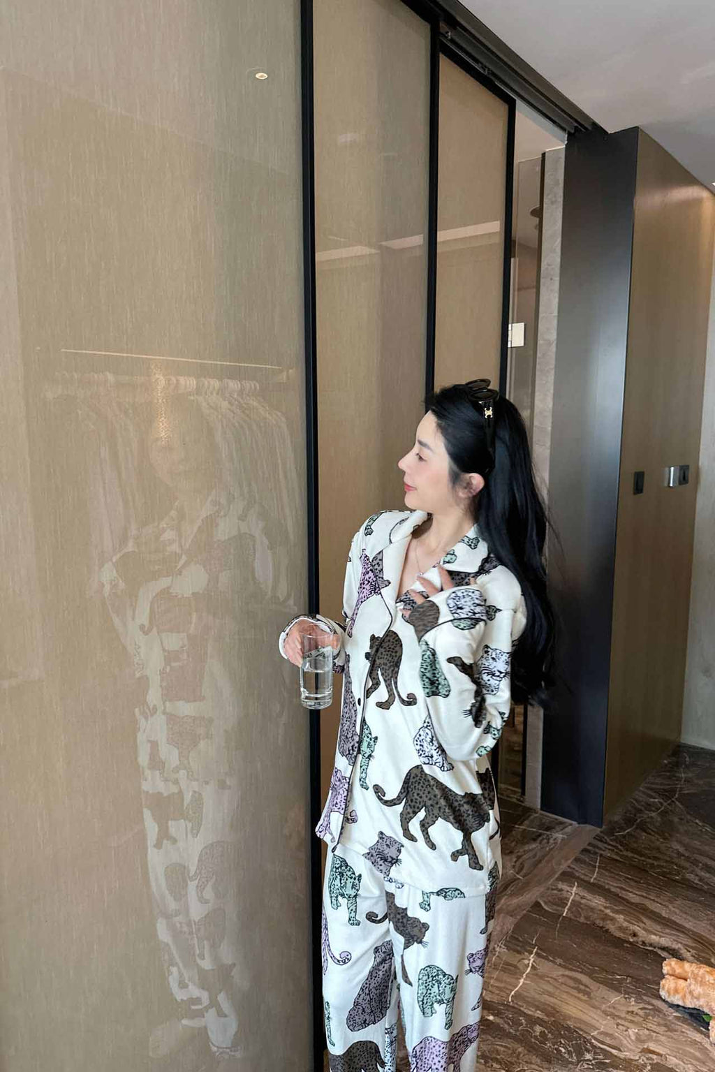 Coordinated Melard Leopard Print Pajama Set