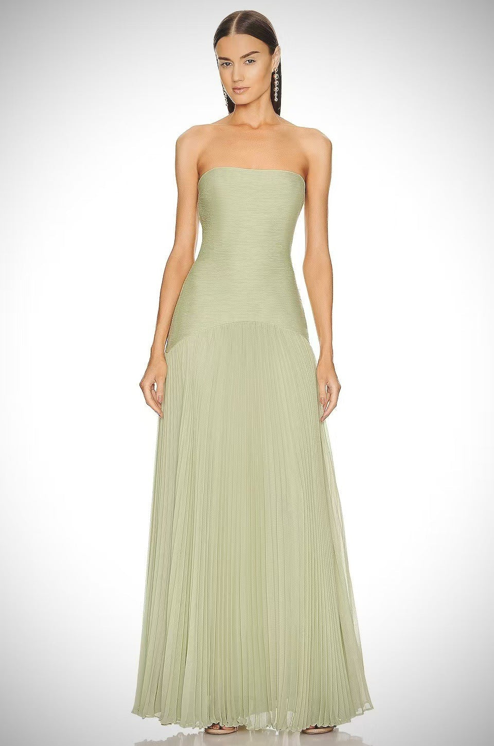 Russian Hot-Selling Solid Strapless Maxi-Length Dress