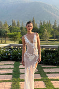 Soft Allure Tulle 3D Flower Spaghetti Dress