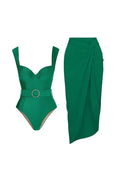 Refined Green Open-Back Swimwear Set
