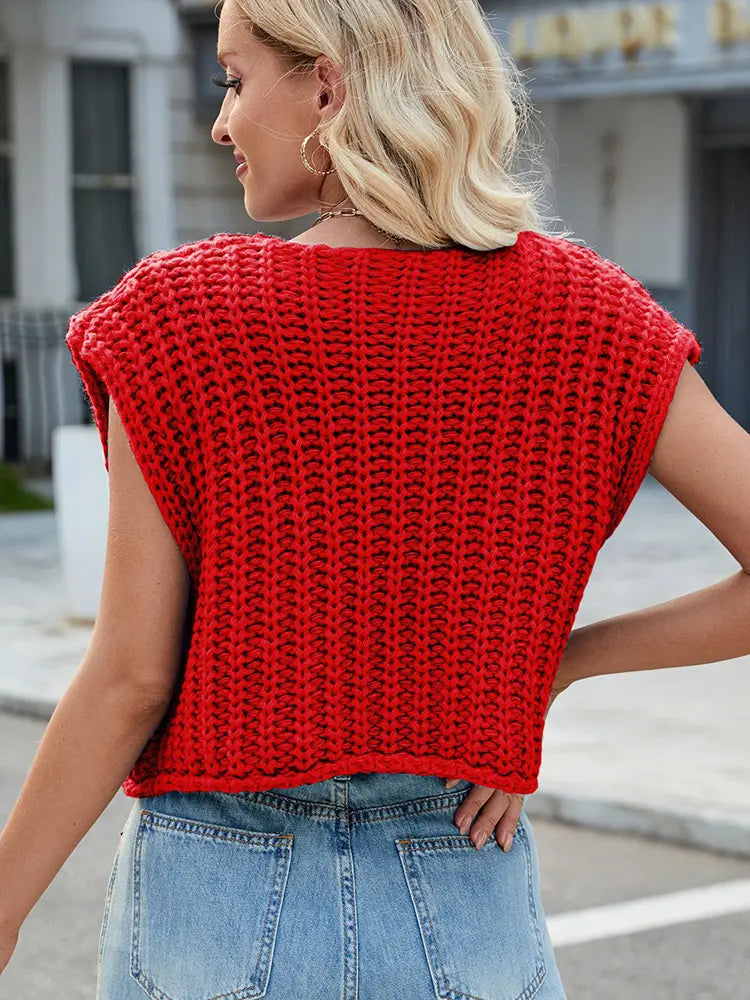 Vest with V-Neck and Button Closure