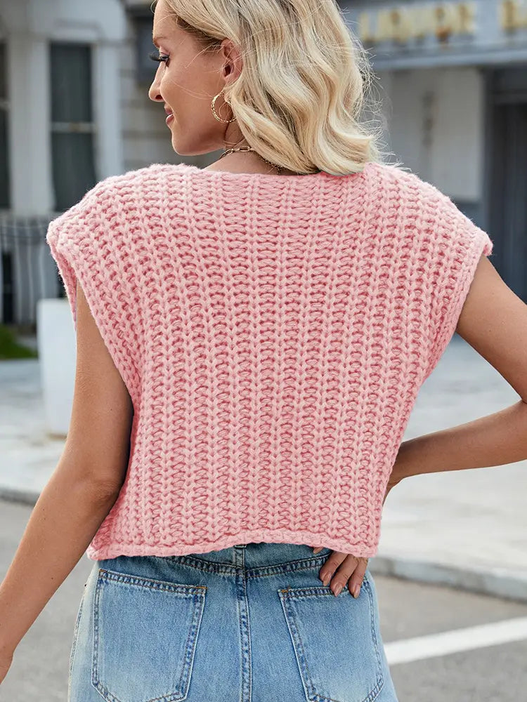Vest with V-Neck and Button Closure
