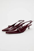 Modern Pointed Toe Buckle Slingback High Heels
