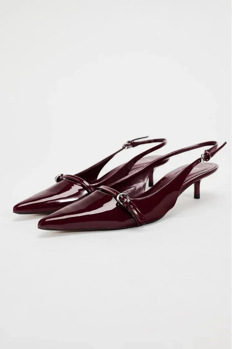 Modern Pointed Toe Buckle Slingback High Heels