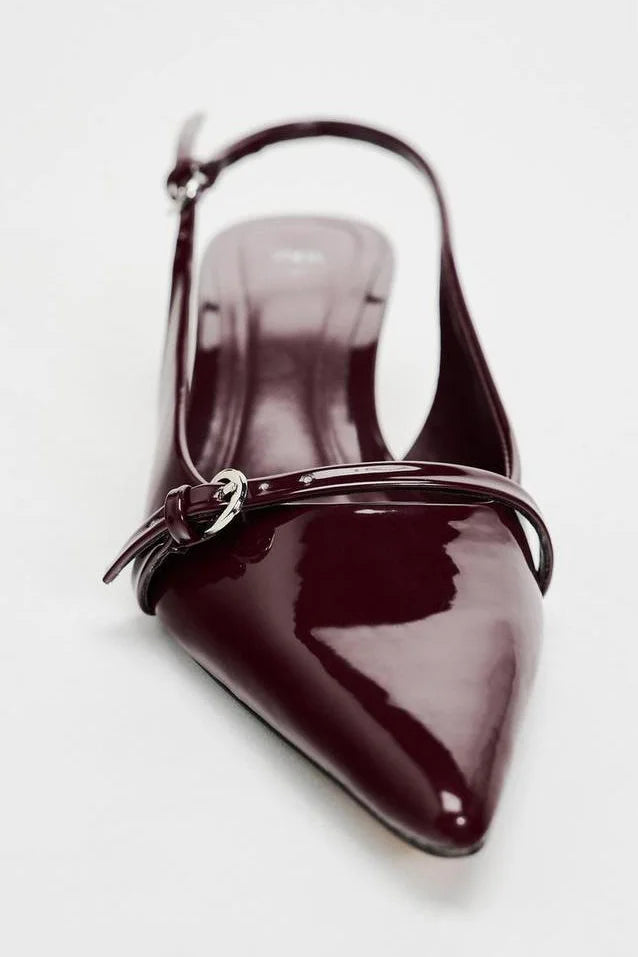 Modern Pointed Toe Buckle Slingback High Heels