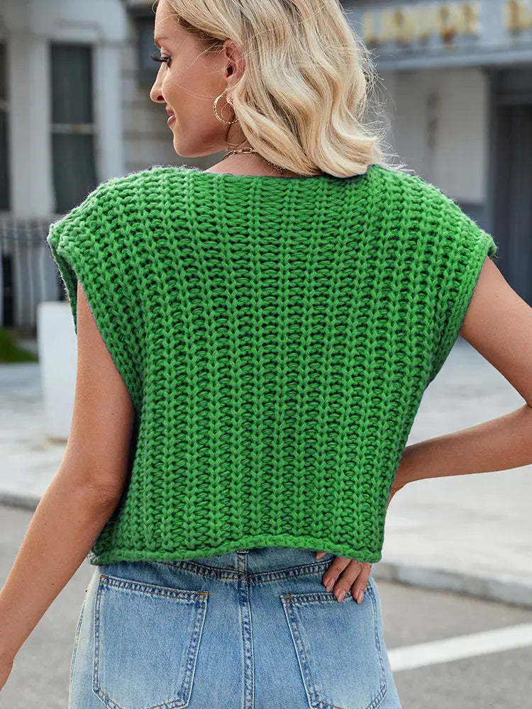 Vest with V-Neck and Button Closure