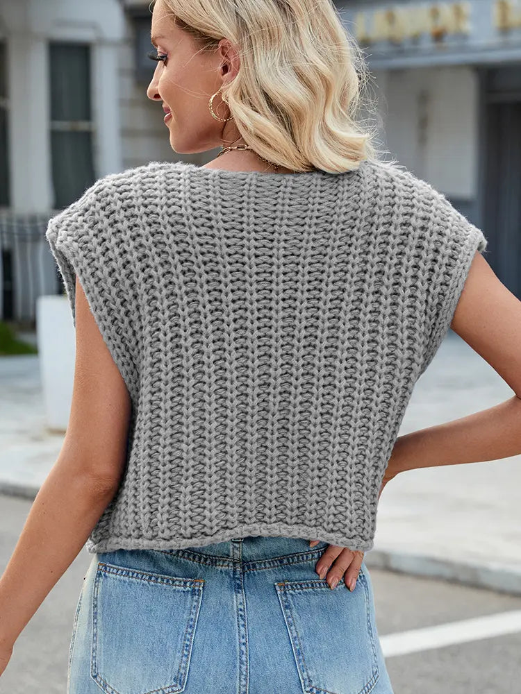 Vest with V-Neck and Button Closure