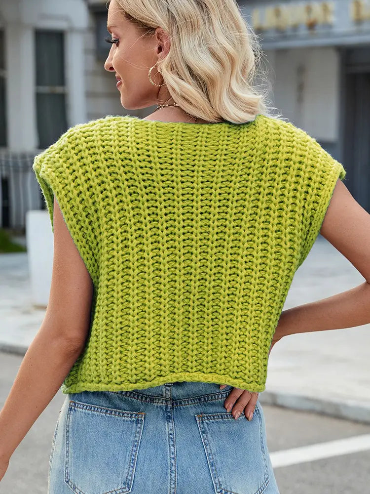 Vest with V-Neck and Button Closure