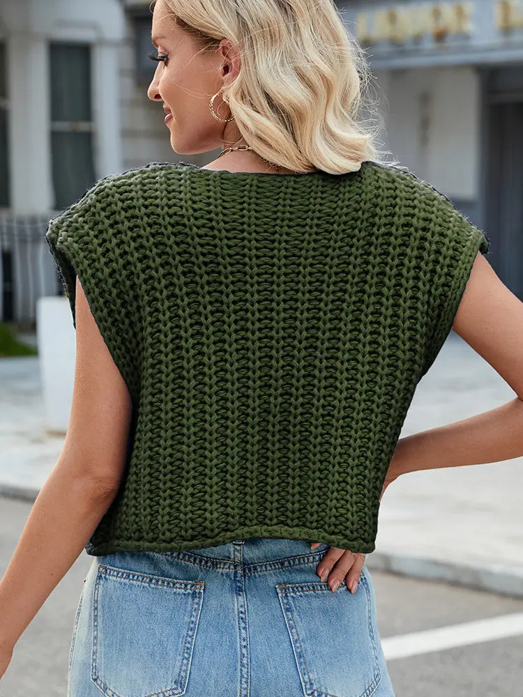 Vest with V-Neck and Button Closure