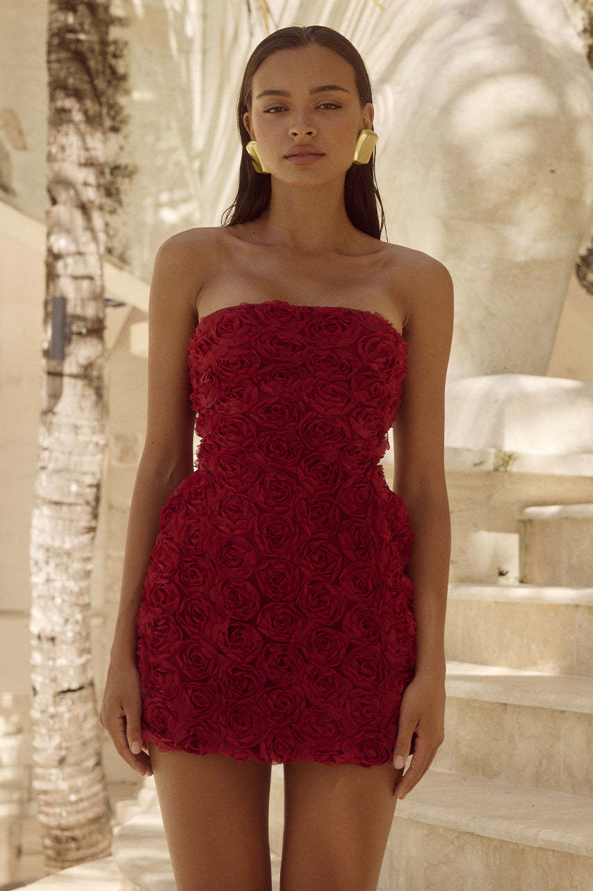 Blossom Flame Midi-Length Dress