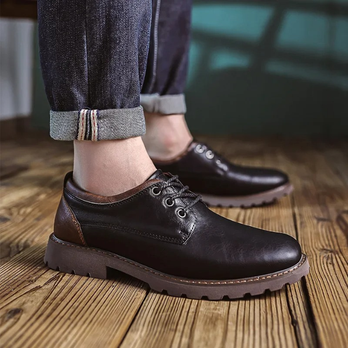 Casual Polished Leather Oxford Shoes