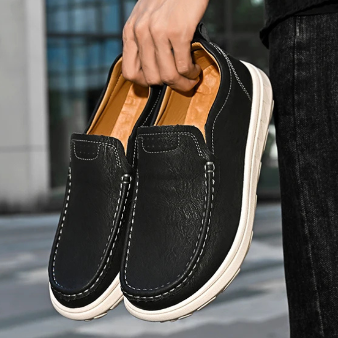 Leather Loafers with Rubber Sole
