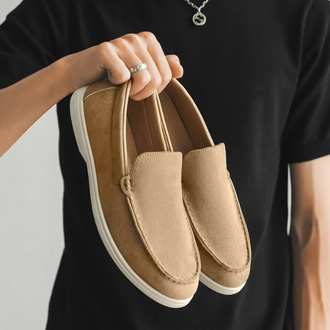 Suede Loafers with Rubber Sole