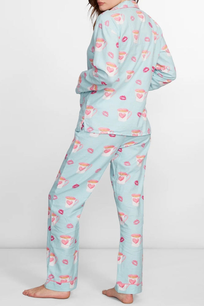 Coordinated Heart and Lip Print Pajama Set
