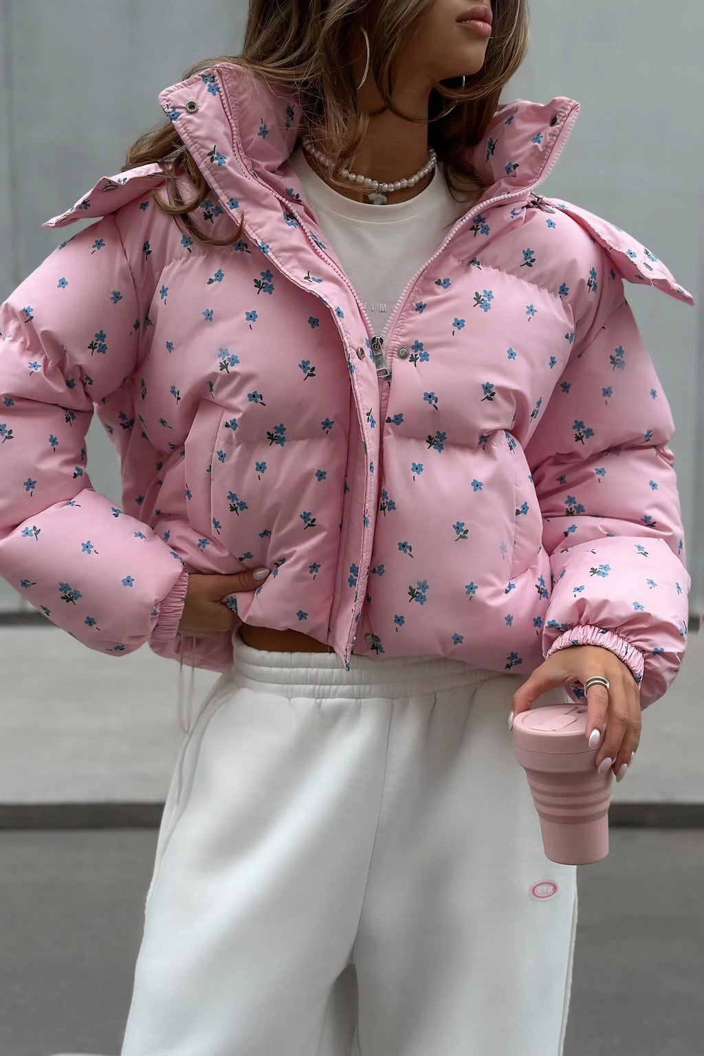 Flower Print Puffer Jacket