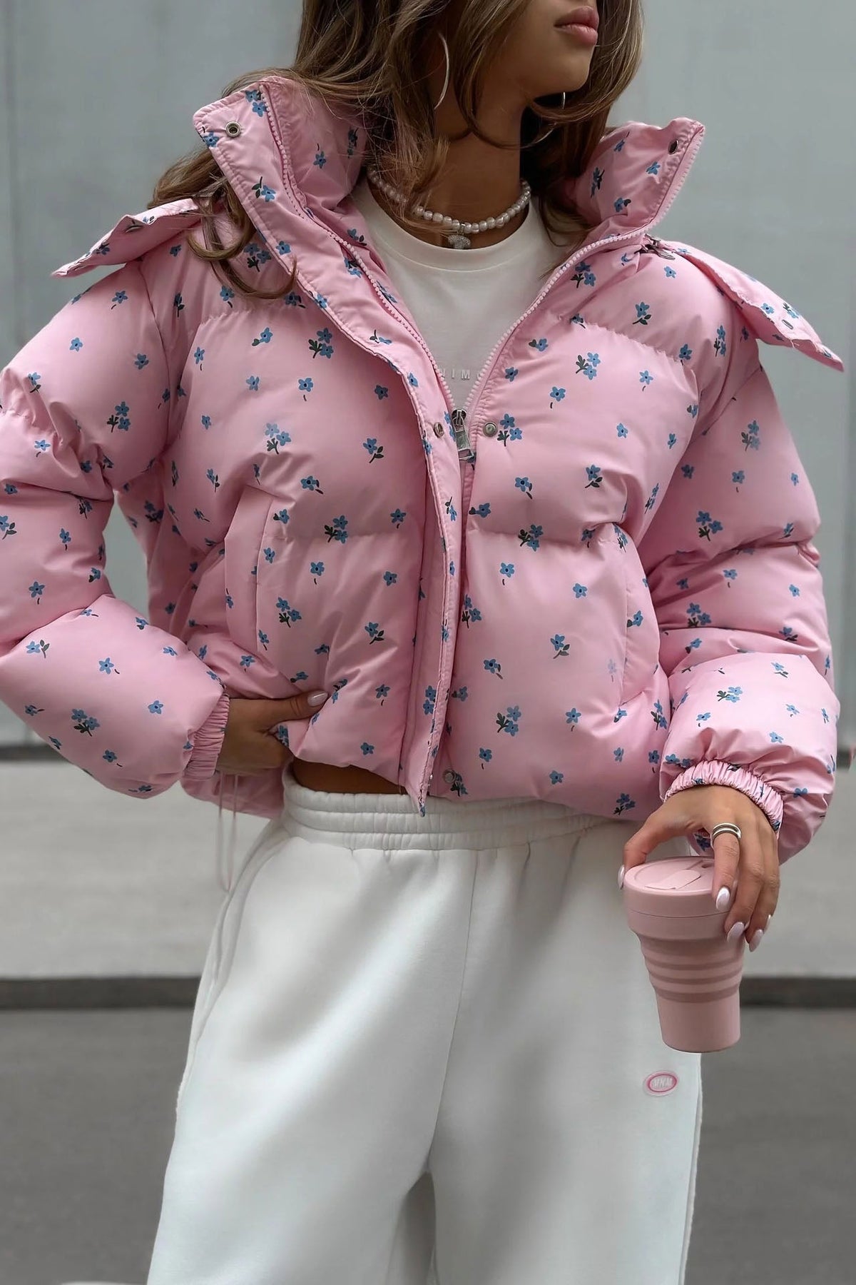Flower Print Puffer Jacket