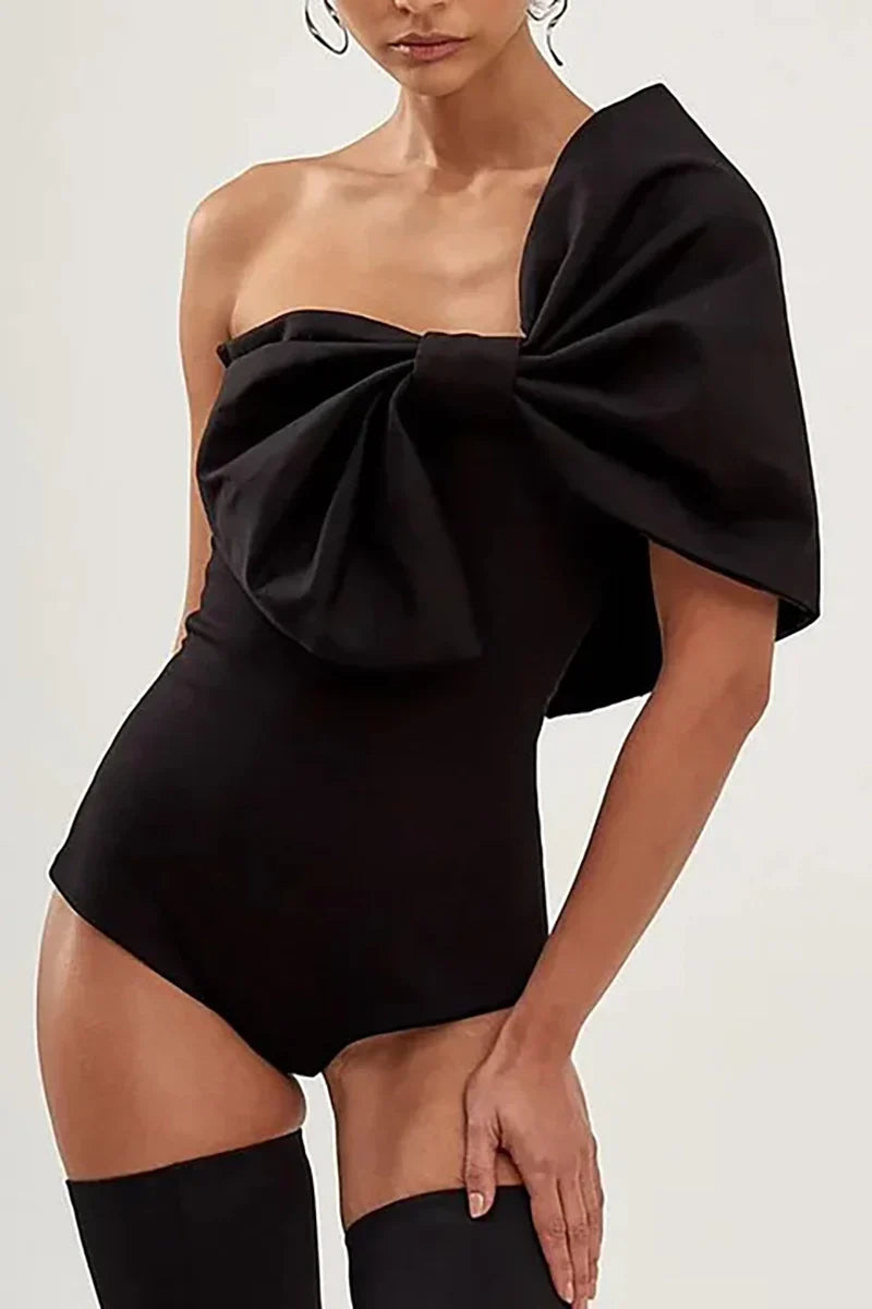 Black and White Bow One Piece Swimwear Set