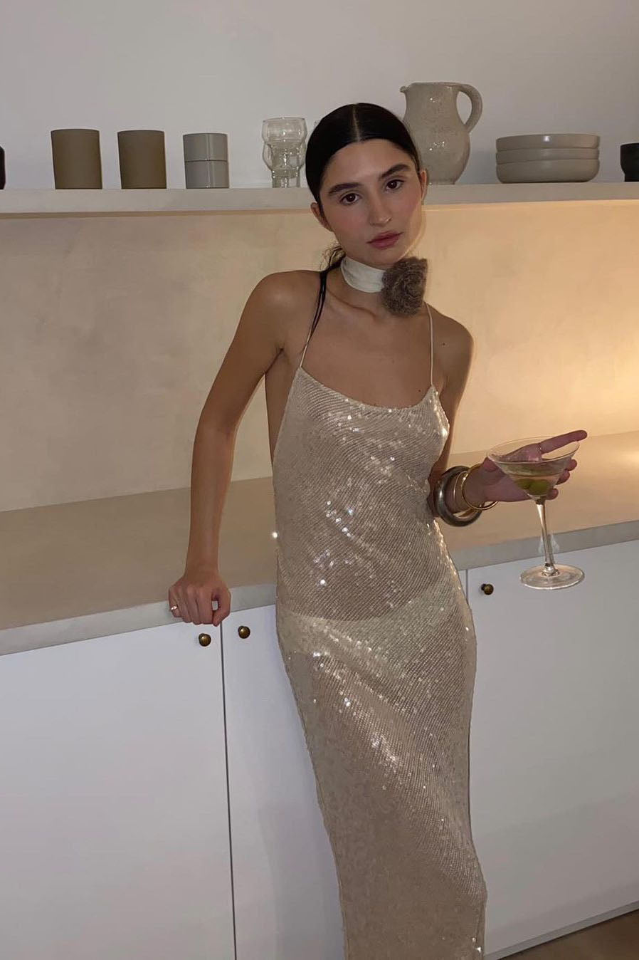Modern "Gilded Mermaid" Halter Dress