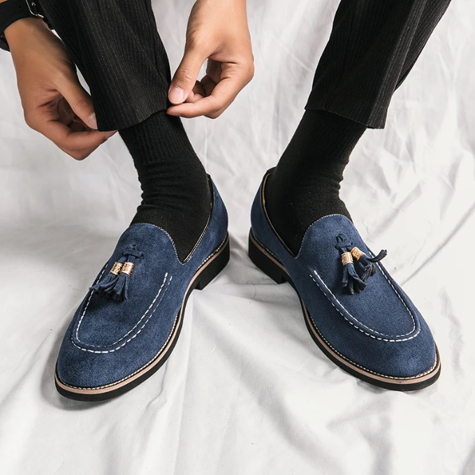 Suede Loafers with Tassel Detail