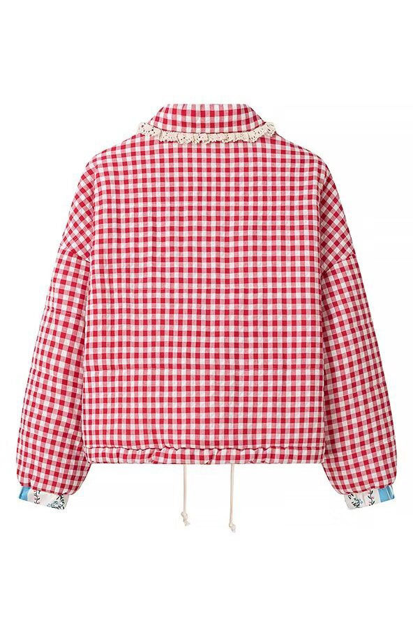 Modern Plaid Pink Heart Pocket Jacket