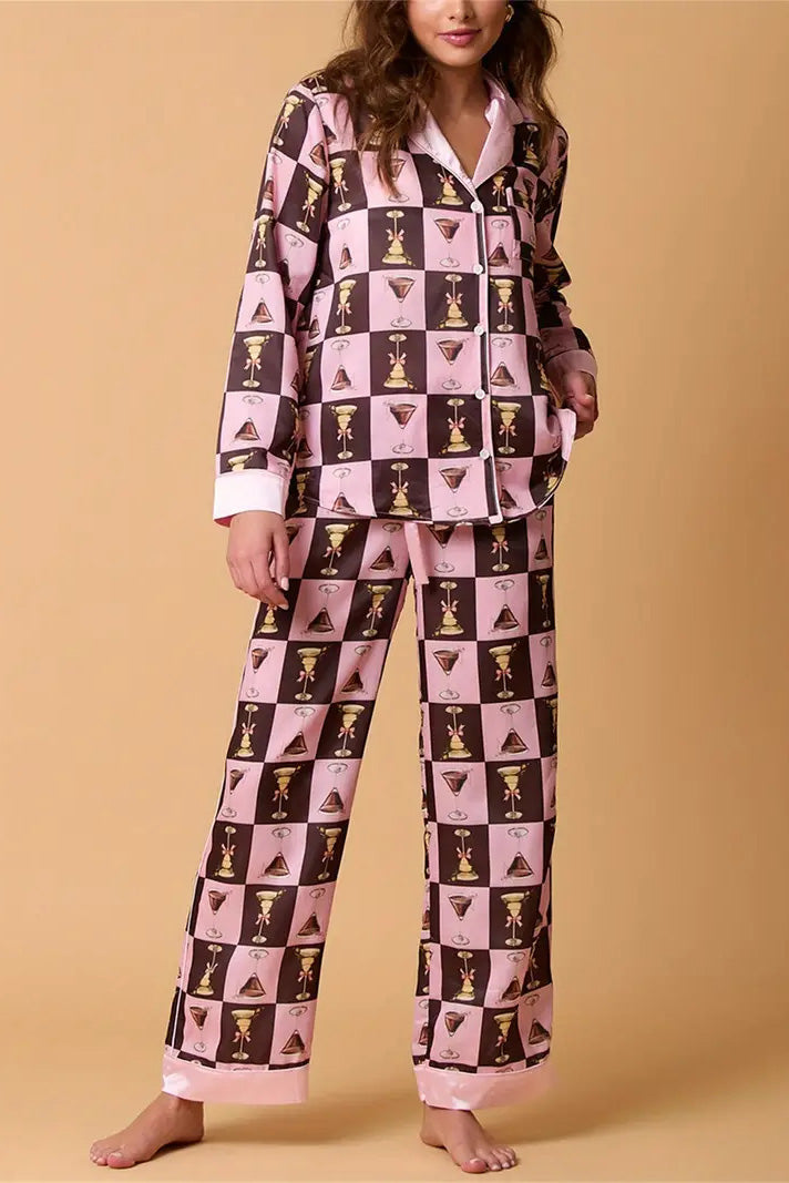 Coordinated Christmas Festive Stripe Print Pajama Set