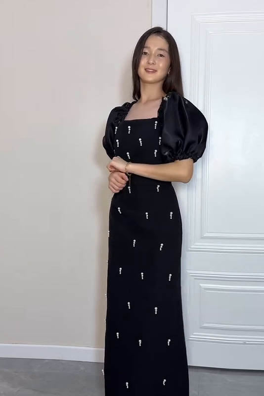 Echoes of the Past - Polka Dot Maxi-Length Dress