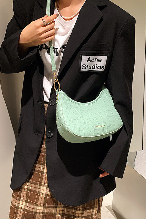 Modern Black Croc Mini Hobo Bag