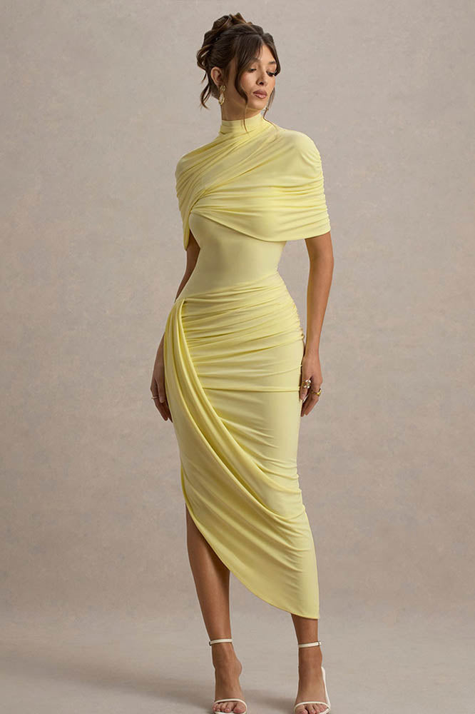 Cape Waist Midi-Length Dress