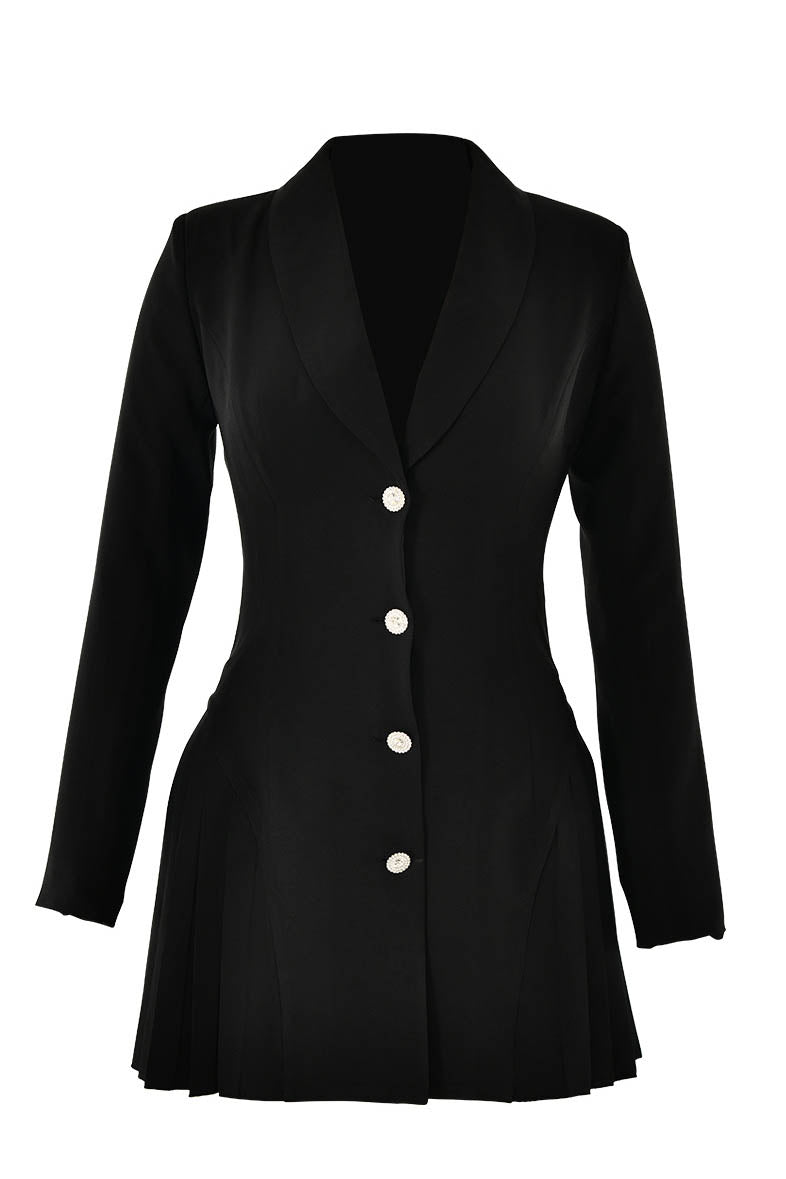 Ins Style Deep V Single-Breasted Blazer Mini-Length Dress